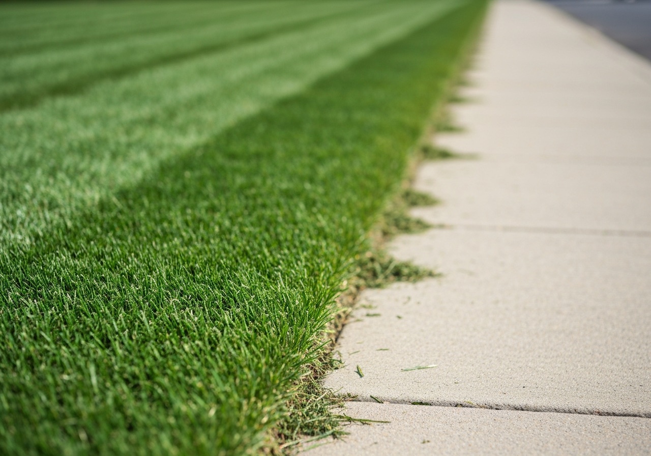 Crisp trimmed lawn edge along a sidewalk